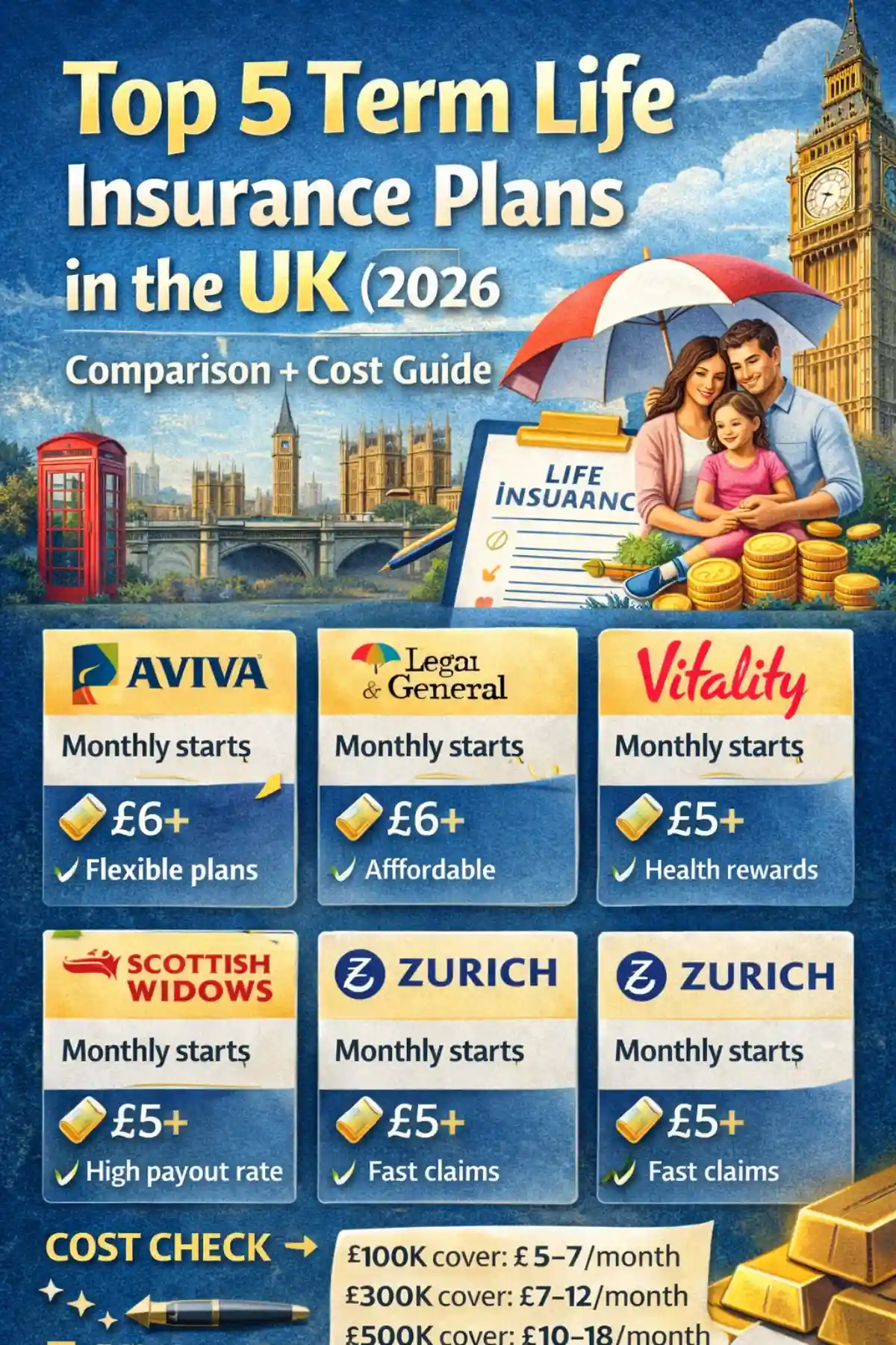 Top 5 Term Life Insurance Plans in the UK (2026 Comparison + Cost Guide)